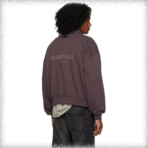 Fear Of God Essentials Zipped Stand Collar Fleece Sweatshirt Jacket deep purple - Picture 3 of 4